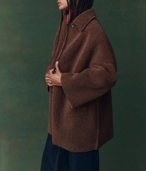 The Plush Car Coat - Chocolate